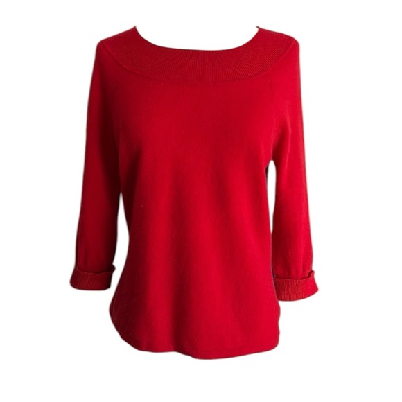 JONES New York Vintage 90s Red Cashmere Sweater Preppy Elevated Classic Medium - Picture 14 of 14